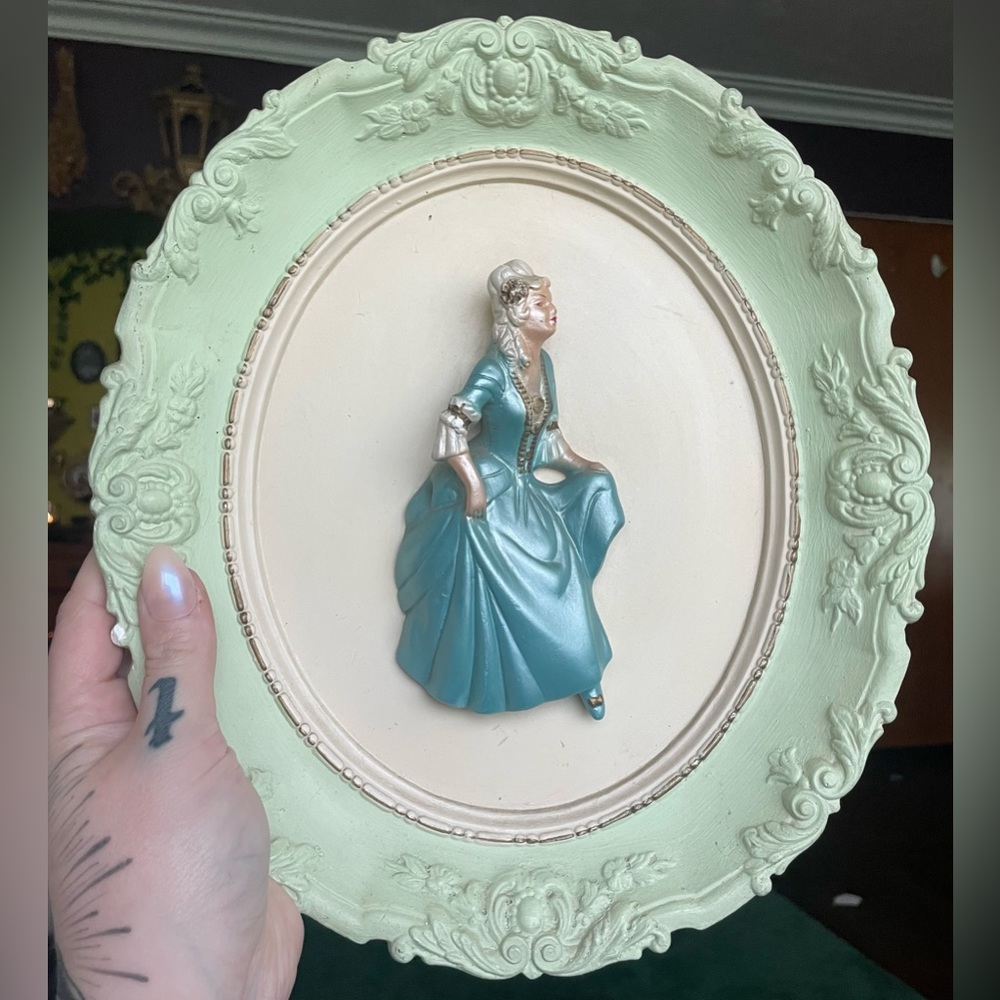 Ceramic Victorian woman wall hanging